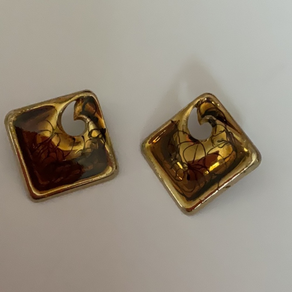 Gold Square Earrings